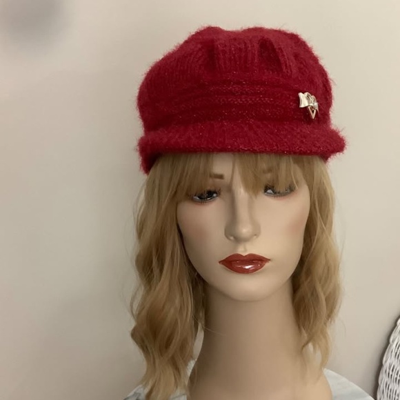 NWT Lined Cherry Red Cap - fits average - Picture 6 of 6